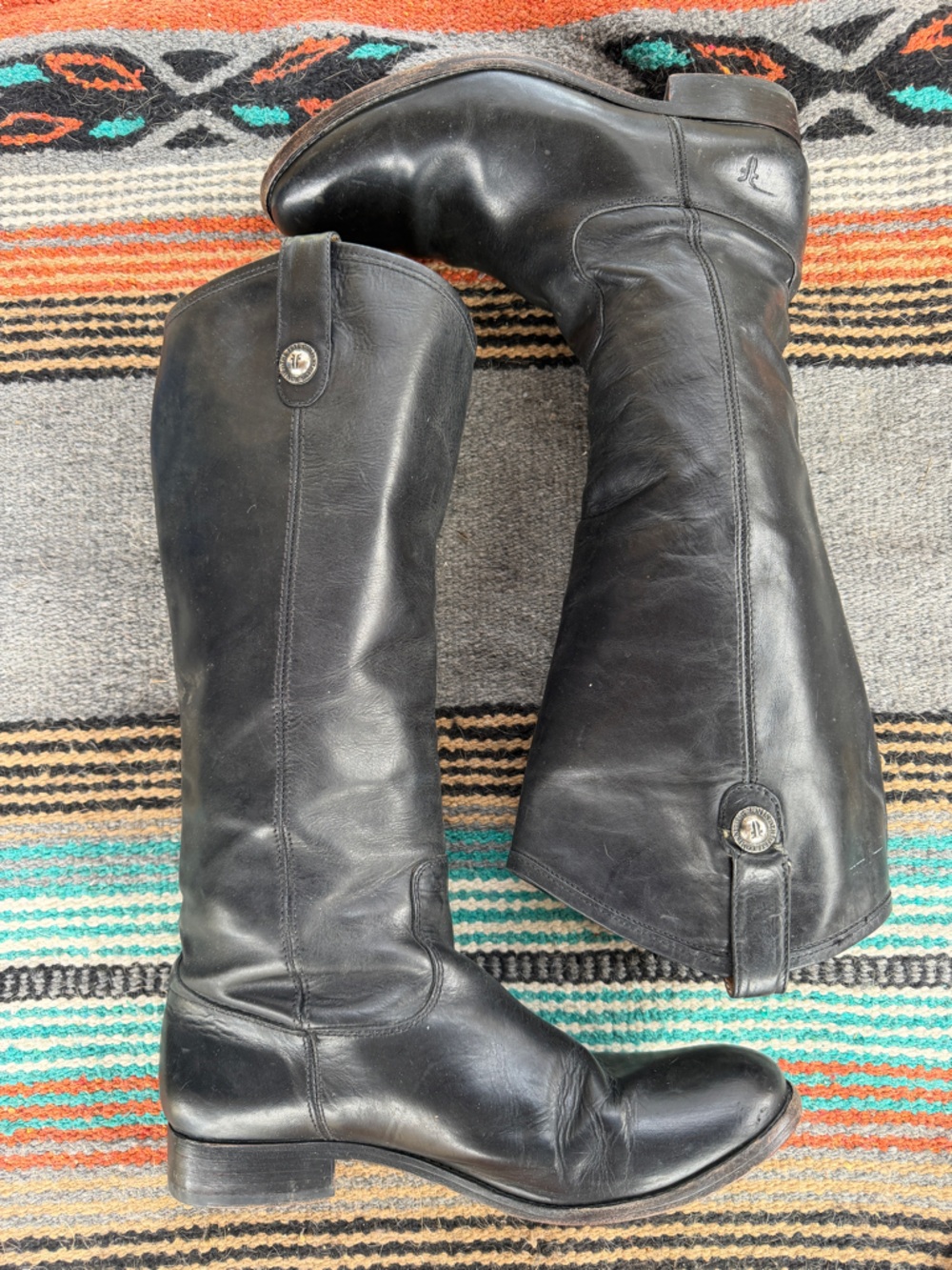 Frye Melissa Button Ladies Black Tall Boots Size 8.5